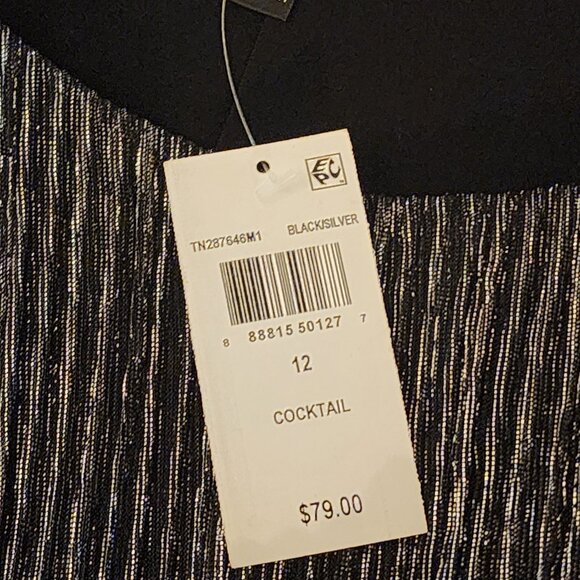 NWT Connected Apparel Cocktail Dress – Black & Silver Metallic Overlay Size 12 - Picture 5 of 7